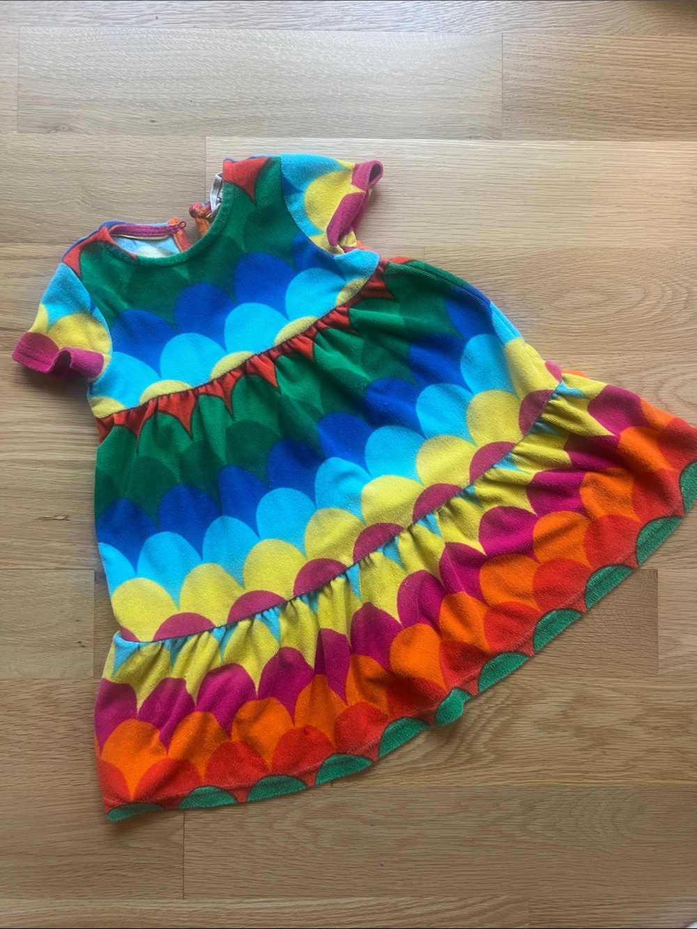 Mini Boden Multicolor Scallop-Print Knit Dress